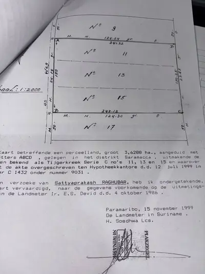 Perceelkaart van Makelaarsburo Rudy Ardjoen Mahonylaan